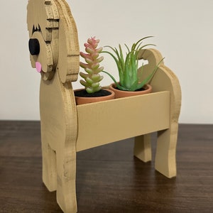 Golden Doodle Mini Wooden Succulent Flower Planter Box Small Desktop Model image 3