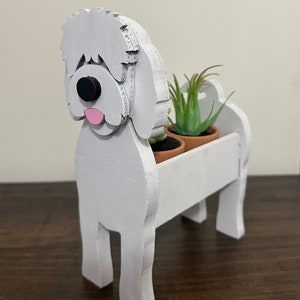 Golden Doodle Mini Wooden Succulent Flower Planter Box Small Desktop Model image 5