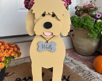 Custom Golden Doodle Wooden Flower Planter Box Gift Dog Planter