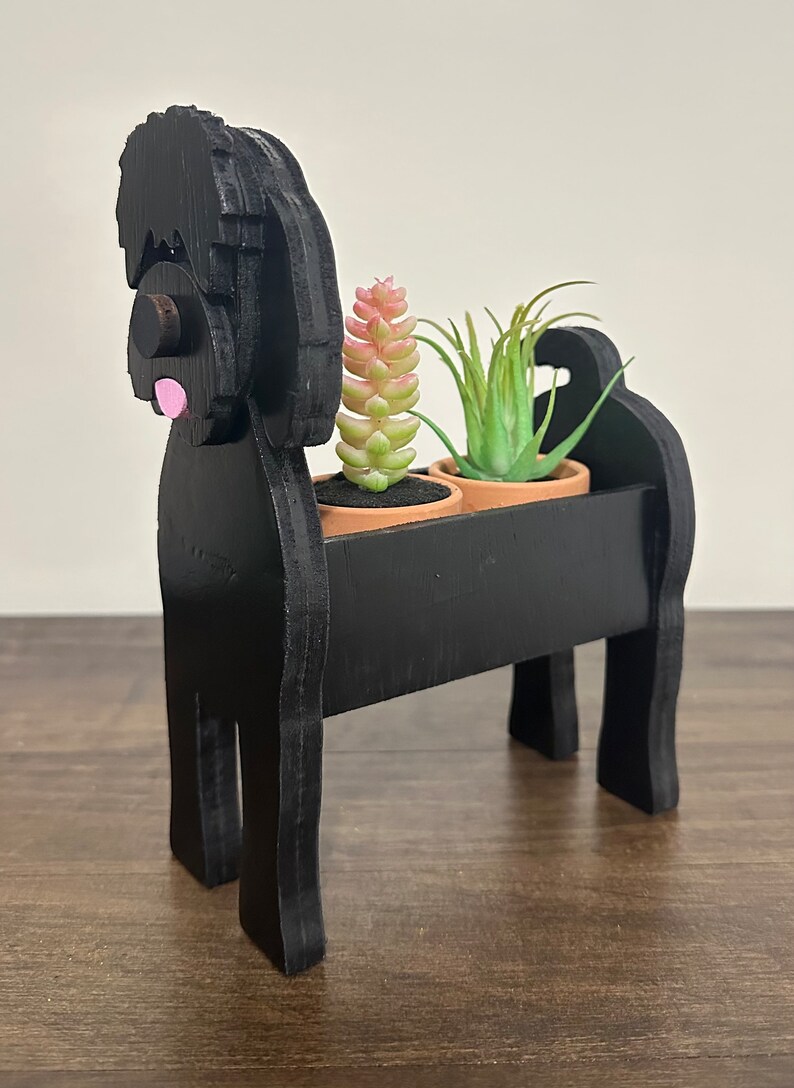 Golden Doodle Mini Wooden Succulent Flower Planter Box Small Desktop Model image 7