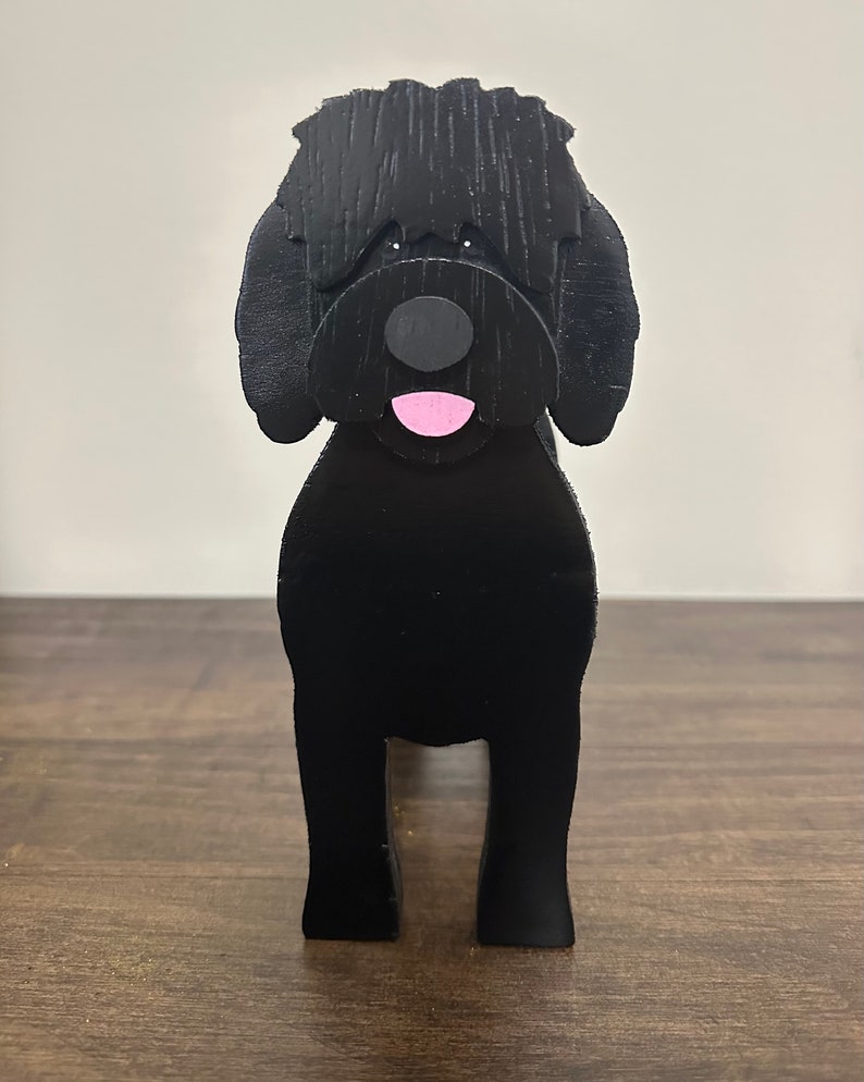 Golden Doodle Mini Wooden Succulent Flower Planter Box Small Desktop Model Black