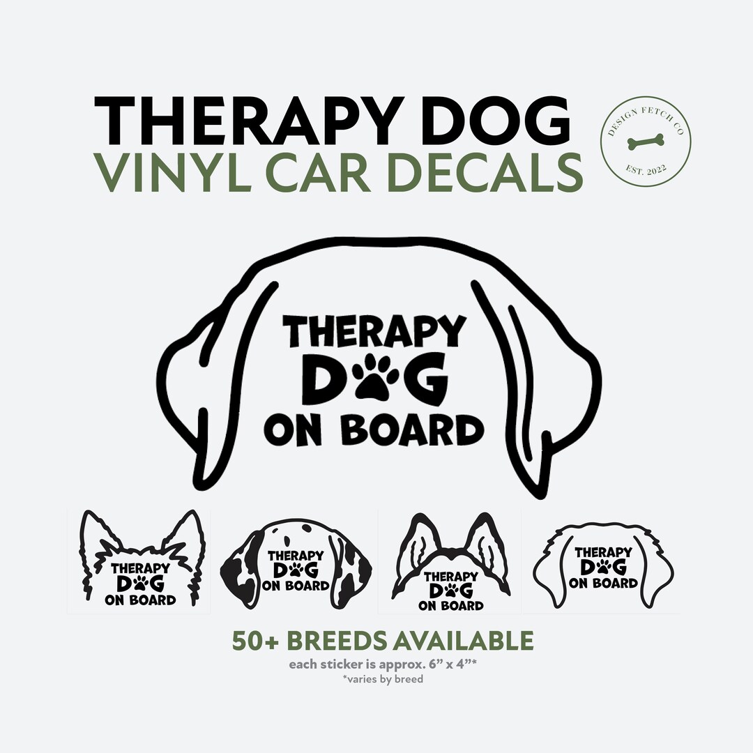 Therapy Dog Vinyl Car Decals Etsy