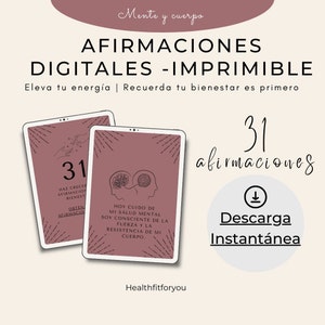 31 Tarjetas de bienestar|Afirmaciones de bienestar|Salud Mental|Cuerpo| Tarjetas de Afirmaciones|