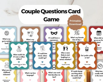 Printable Couple Questions Card, Couple Conversation Starter Cards, Date Night Ideas, Relationship Games, Couple Games, Relationship Card