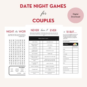 Printable Couple date night games, Valentine's day games, Date night ideas, Relationship games, Couple games, Couple Date Guide, Anniversary