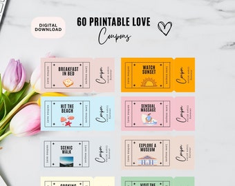 Printable Love Coupon Book For Him & Her , Editable Canva Template, Digital Couples Coupon, Anniversary Gift, Birthday Gift, Valentine&#39;s Day