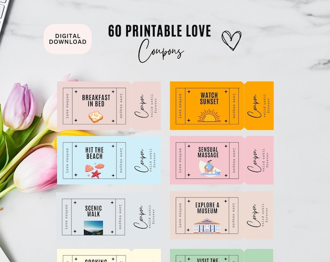 Printable Love Coupon Book for Him &amp; Her , Editable Canva Template ...