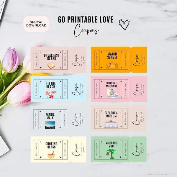 Printable Love Coupon Book For Him & Her , Editable Canva Template, Digital Couples Coupon, Anniversary Gift, Birthday Gift, Valentine's Day