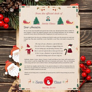 Plantilla editable de Carta de Papá Noel, Carta de Papá Noel imprimible, Carta de Navidad, Carta de Papá Noel, Plantilla Canva editable, Navidad