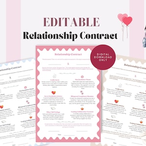 Editable Relationship Contract, Couple Relationship Contract, Funny Couple Contract, Love Contract, Printable Couple Contract, Couple gift