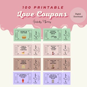 Printable Love Coupons, Digital Love Coupons for Him, Valentine's Day, Anniversary Gift ...