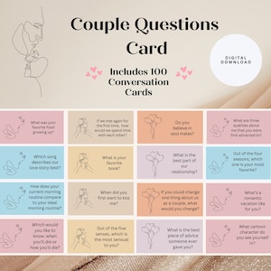 Afdrukbare kaarten met stelvragen, gesprekskaarten voor stelletjes, relatievragen, date night-vragen voor stellen, spelletjes voor stelletjes