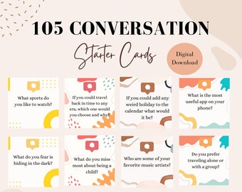 Printable conversation starters cards, table talk conversations, icebreaker games, couple conversation cards, dinner questions, topics cards