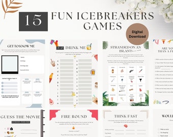 Printable conversation starters, icebreaker games bundle, ice breaker game, party games, bingo, icebreaker questions, icebreaker printables
