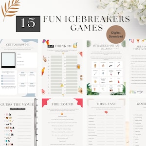 Printable conversation starters, icebreaker games bundle, ice breaker game, party games, bingo, icebreaker questions, icebreaker printables