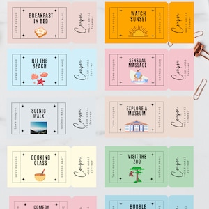 Printable Love Coupon Book for Him &amp; Her , Editable Canva Template, Digital Couples Coupon ...