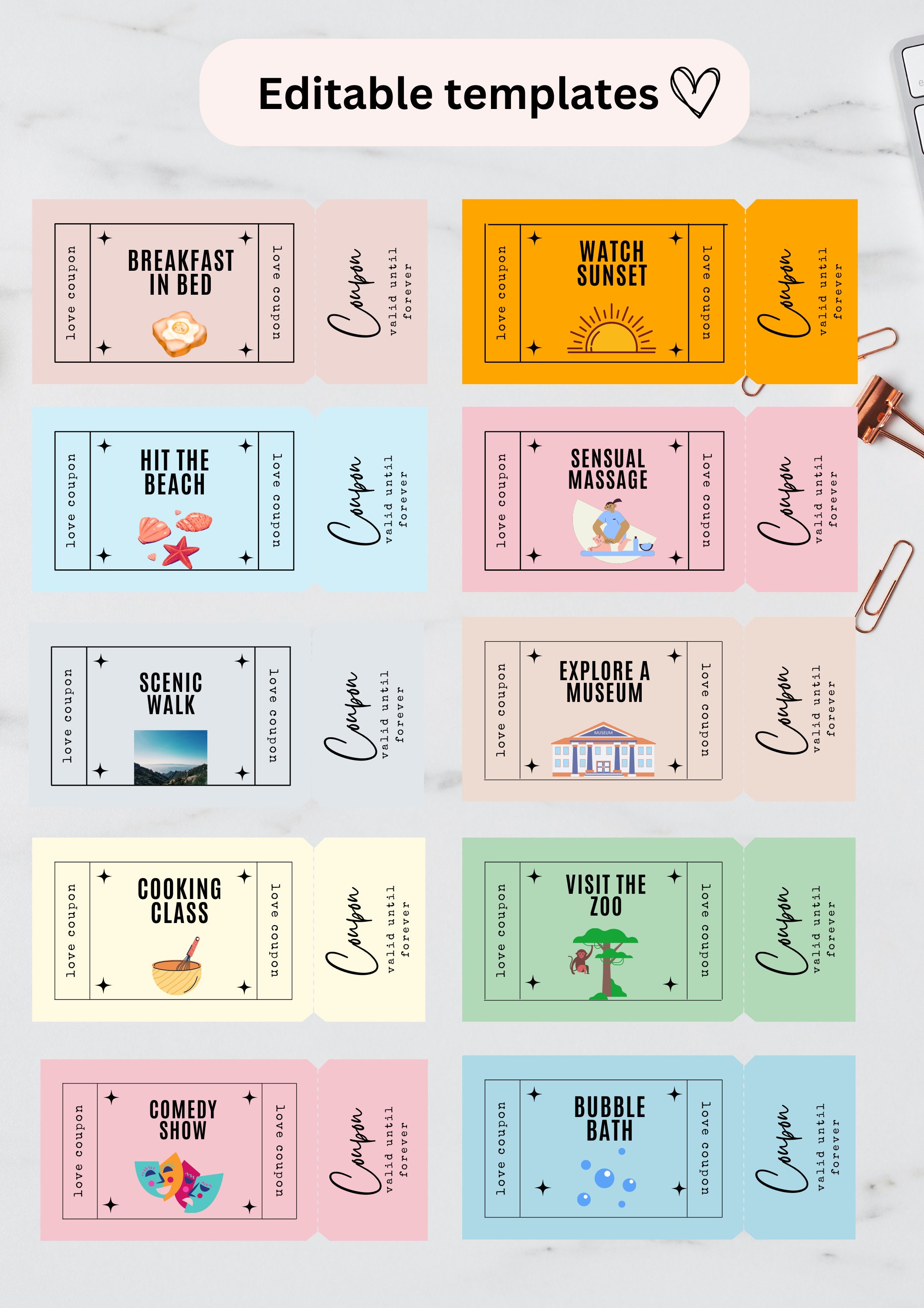 Printable Love Coupon Book for Him &amp; Her Editable Canva - Etsy