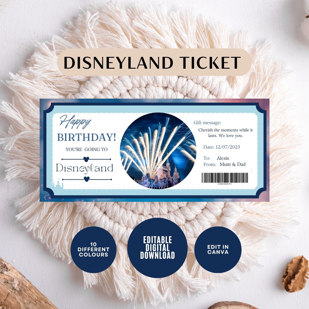 Printable Disneyland Coupon Disneyland Ticket Happy Birthday Etsy