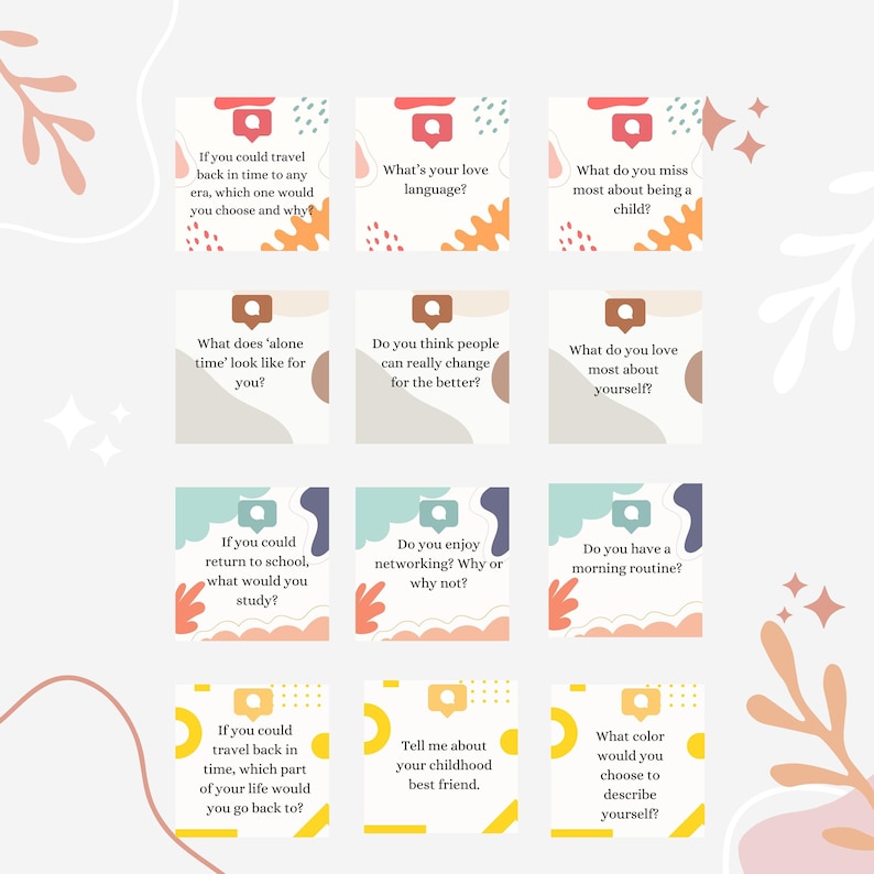 Printable Conversation Starters Cards, Table Talk Conversations, Icebreaker Games, Couple ...