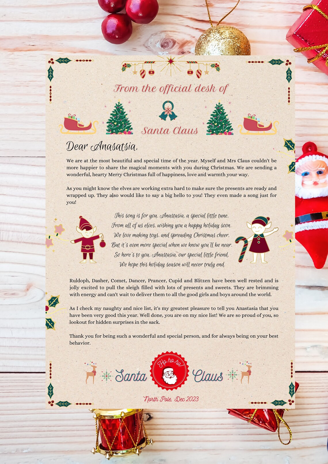 Editable Santa Claus Letter Template, Printable Santa Claus Letter ...
