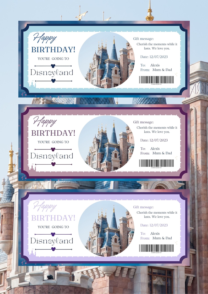 Printable Disneyland Coupon, Disneyland Ticket, Happy Birthday Coupon, Theme Park Ticket