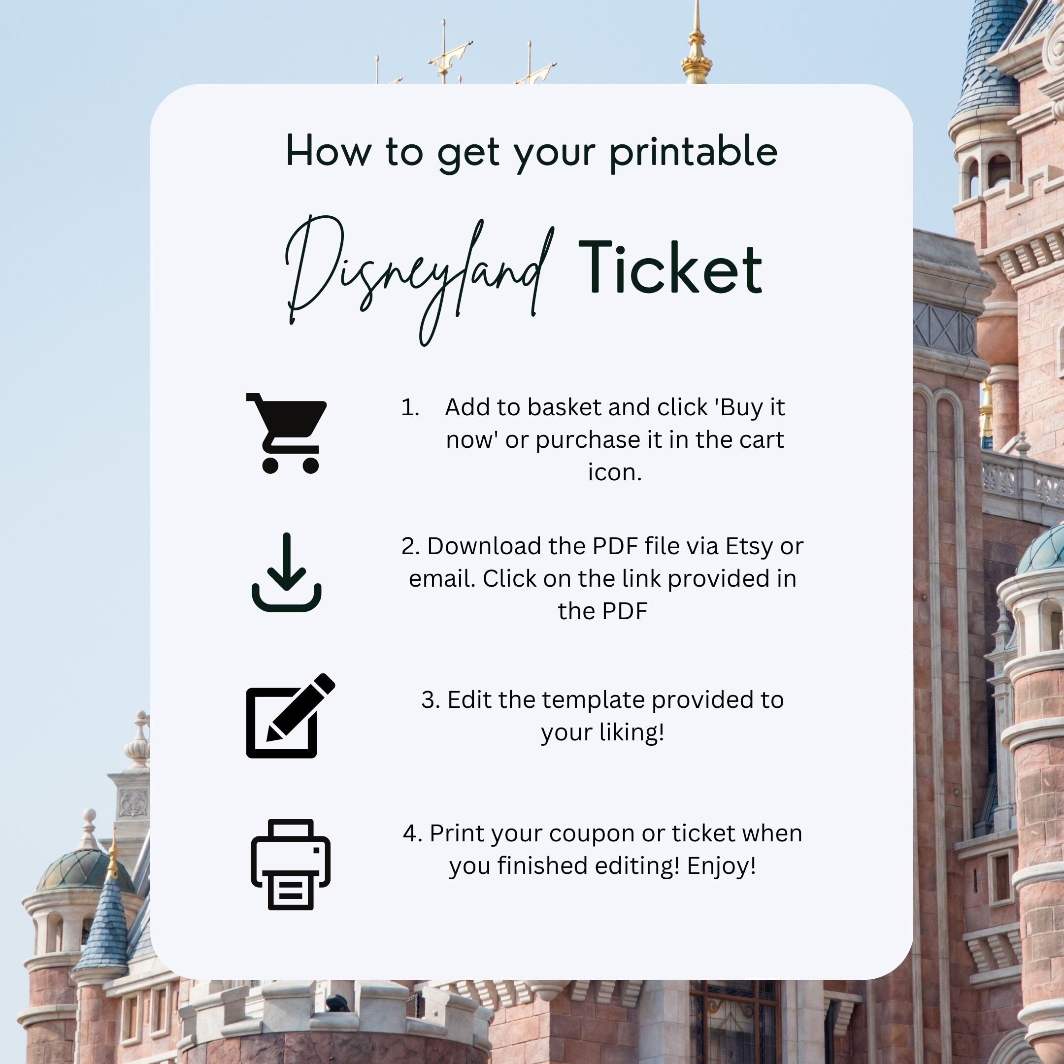 Printable Disneyland Coupon, Disneyland Ticket, Happy Birthday Coupon ...