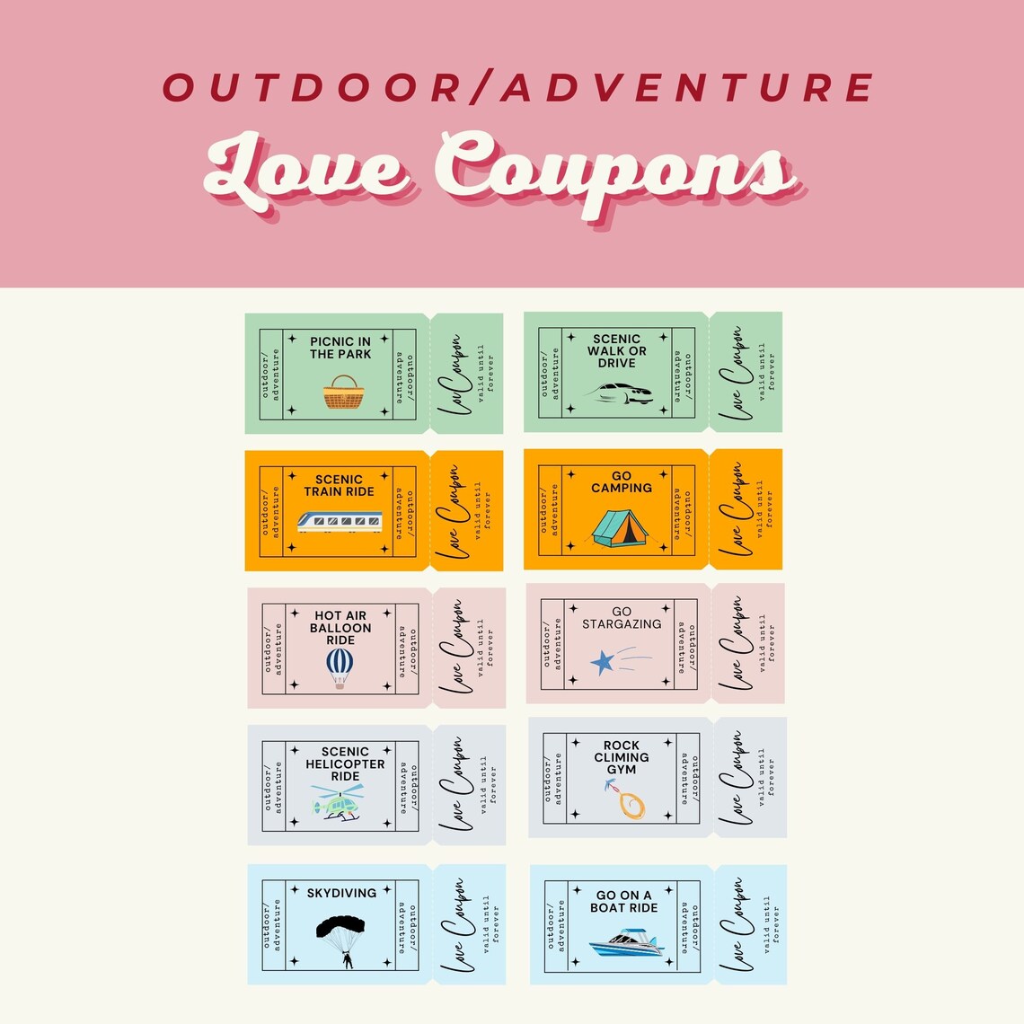 Printable Love Coupons, Digital Love Coupons for Him, Valentine's Day