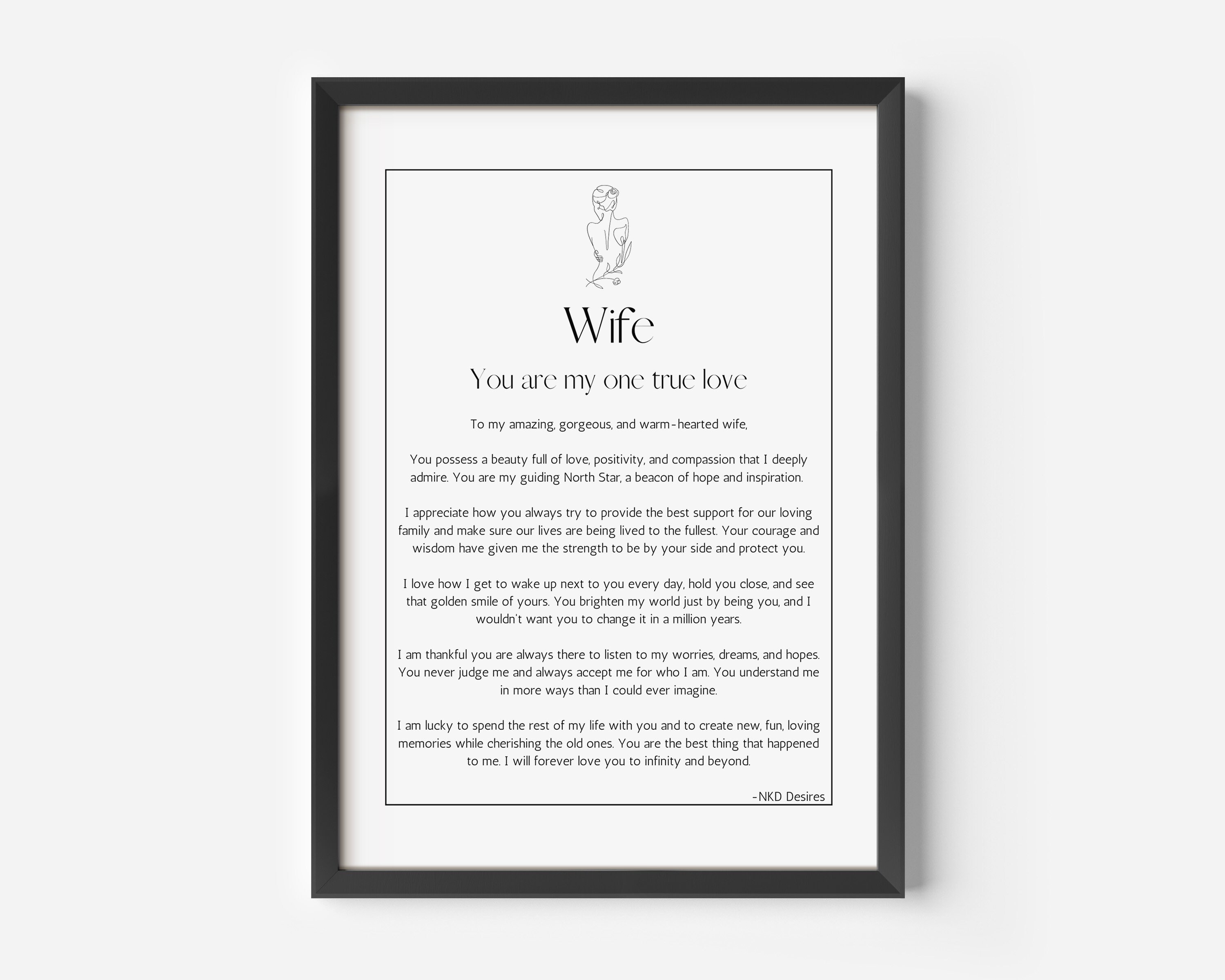To My Wife Print Printable, Personalised Wife Print, A4 Wife Print ...