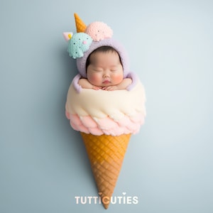Newborn Photography Transparent PNG - Fundo de casquinha de sorvete inspirado em kawaii para composições de fotos. 2 opções e ajuste LUT grátis!