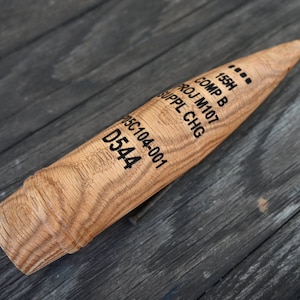 1/4 Scale M107 155MM Fuzed Artillery Shell Projo Wood quarter sized