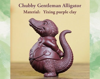 Handmade Gentleman Alligator Yixing purple clay Figurine | Tea Pet