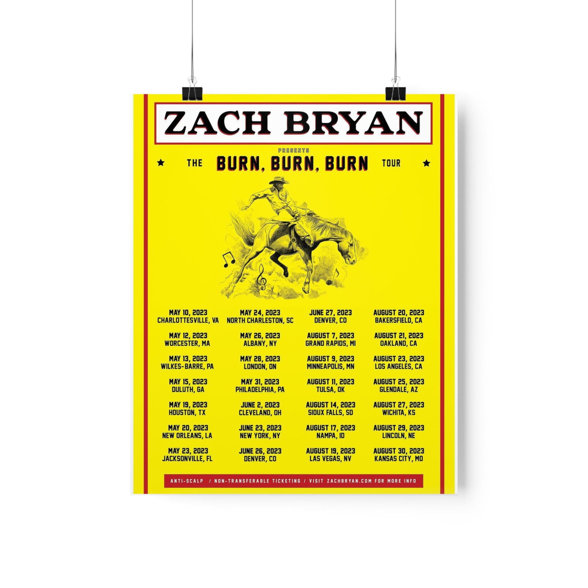 Zach Bryan burn Burn Burn Tour Poster Premium Matte Vertical Posters Etsy