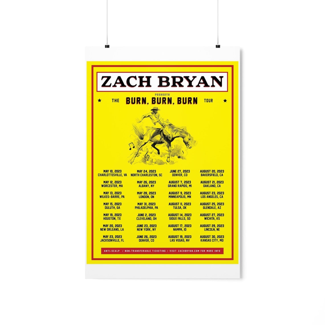 Zach Bryan burn Burn Burn Tour Poster Premium Matte Vertical Posters Etsy