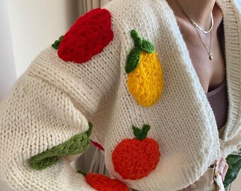 leinwaude Fruits Mix Crochet Cardigan
