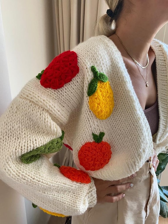 トップス leinwaude Fruits Mix Crochet Cardigan 新品※leinwaude Fruits Mix Crochet Cardigan
