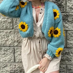Sunflower Cardigan for Women sunflower Shaped sun Cardigan handmade Knit Cardigan crop Crochet Chunky sunflower Shaped pattern Cardigan Etsy