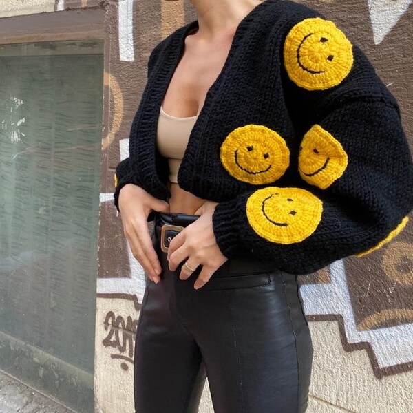 Smiley Cardigan Etsy