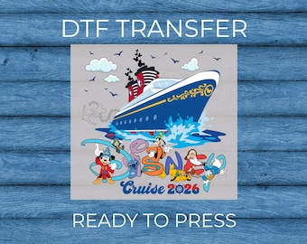 Disney Cruise 2026 DTF Transfer –Family Cruise Shirt Design, Mickey Friends Vacation decal