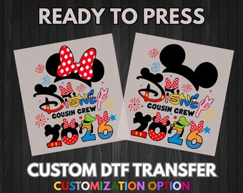 Custom Disney Cousin Crew 2026 DTF Heat Transfer | Family Trip Matching