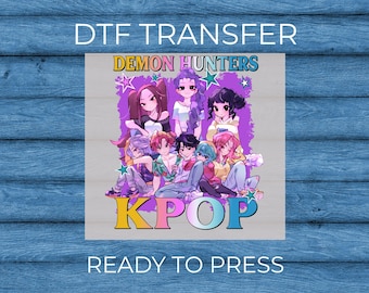 Demon Hunters Kpop DTF Transfer – Anime Girl Group Heat Press Shirt Design Decal