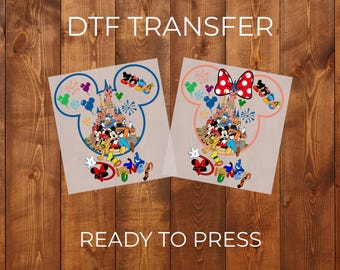 Disney Friends Castle DTF Transfer Bundle | Mickey & Minnie Head Silhouette Shirt Design |