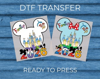 Disney Family Trip 2026 Shirt DTF | Mickey Minnie Ears Matching Castle Design