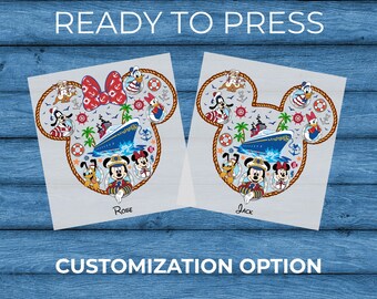 Transfert DTF avec nom personnalisé Disney Cruise 2026 | Design de chemise Minnie & Mickey Family Cruise personnalisé | Prêt à presser