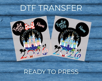 Disney 2026 Family Trip DTF Transfer | Mickey Minnie Ears Custom Name Shirt | Matching Castle