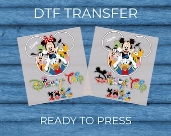Custom Family Trip 2026 DTF Transfer, Cartoon Theme Park Vacation Iron On, Personalized Name Shirt Design, Ready to Press Transfer