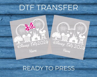 Disney Family Trip 2026 DTF Transfer, Personalized Mickey Minnie Castle Shirt, Custom Name Matching Family Vacation Tee, Ready To Press