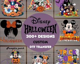Transferts thermiques Disney Halloween DTF | Lot de plus de 300 motifs personnalisés prêts à l'emploi |