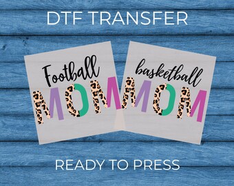 Football Basketball Mom DTF Transfer, Leopard Print Sports Mom Shirt Design (Ready to Press)