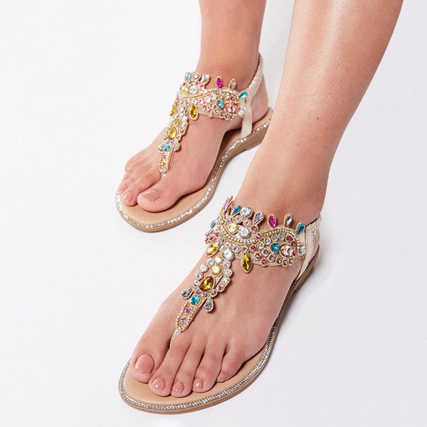 Rhinestone Sandals Etsy