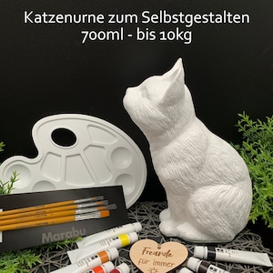 Handgefertigte Katzenurne zum Selbstgestalten (700ml) aus Keramik bis 10kg , Urne zum Bemalen, DIY-Urne, Katzenurne bemalen, Cat Urn DIY